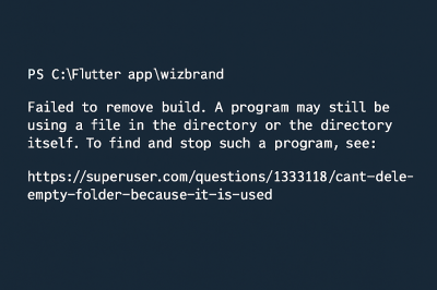 Flutter clean: Failed to remove build. A program may still be using a file in the directory or the directory itself.
